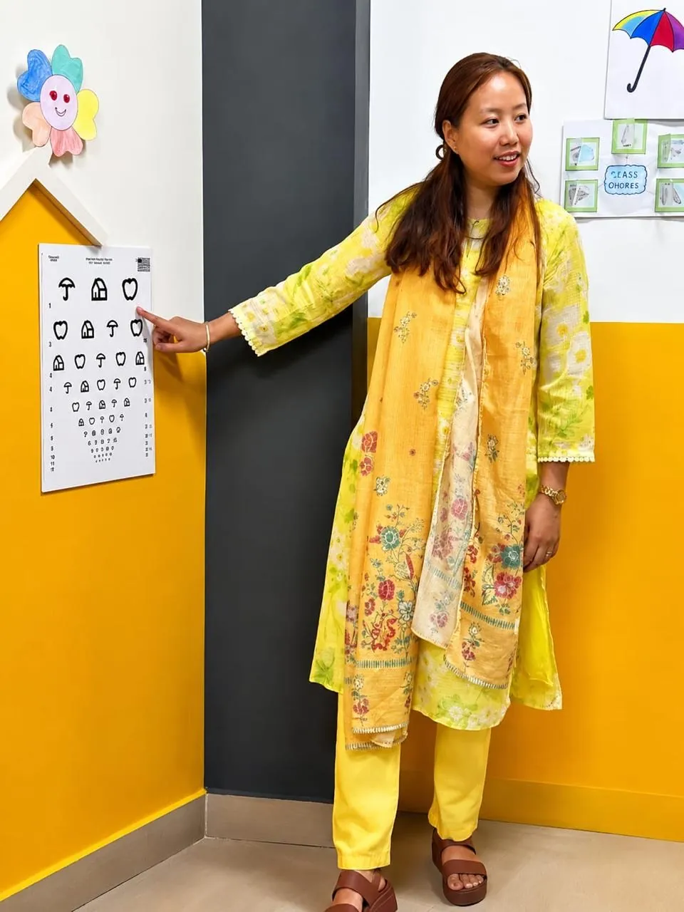 Picture-based vision chart used for testing young children at Ibotombi Eye Care